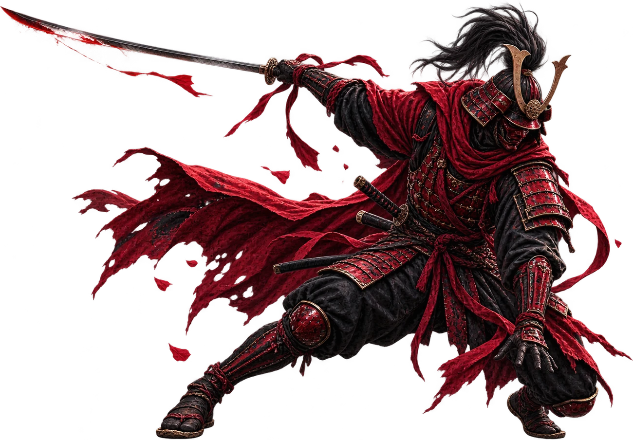 A warrior at the top of a cut